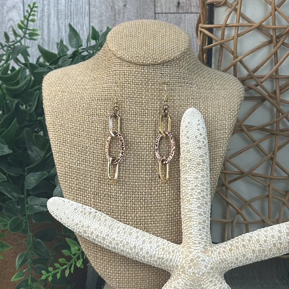 GOLD TONE & COPPER HAND CRAFTED EARRINGS